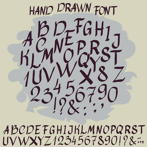 老式的字母表，手绘制字体