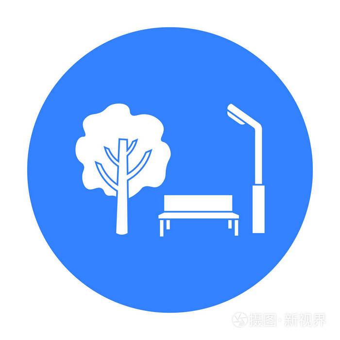 公园中孤立在白色背景上的黑色风格的图标.玩花园象征股票矢量图