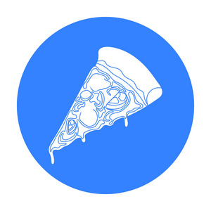 片中孤立的白色背景上的黑色风格的比萨图标。比萨饼和比萨店象征股票矢量图