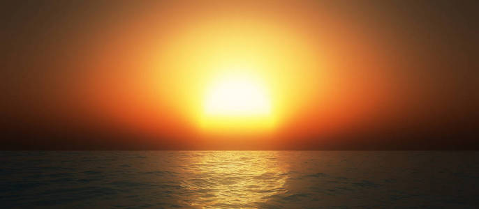 在海洋中的黄金日落