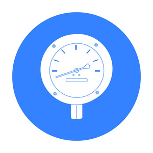 换油符号油表图标, 轮廓样式在白色背景上孤立的卡通风格油压力表