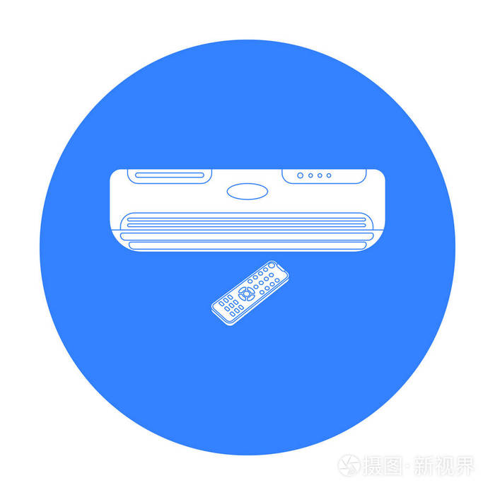空调远程控制中孤立的白色背景上的黑色风格的图标.
