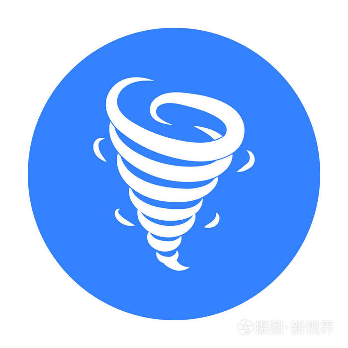 龙卷风在孤立的白色背景上的黑色风格的图标.天气符号股票矢量图