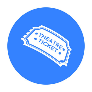 剧院票中孤立的白色背景上的黑色风格的图标。剧院象征股票矢量图