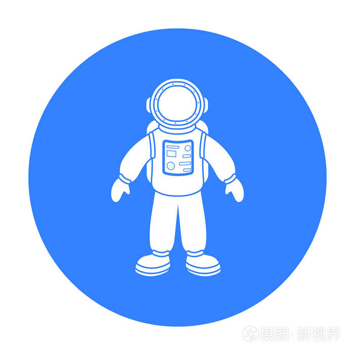 宇航员在孤立的白色背景上的黑色风格的图标空间符号股票矢量图