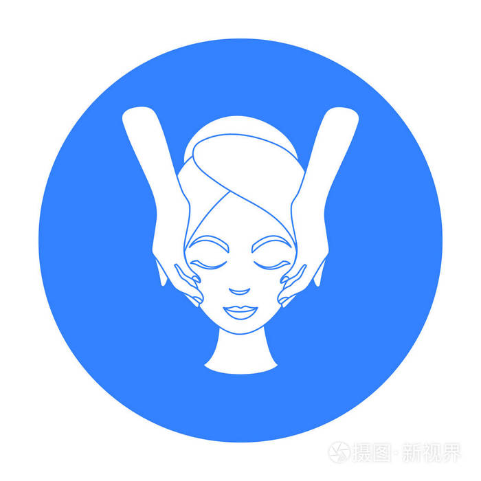 面部按摩中孤立的白色背景上的黑色风格的图标皮肤护理符号股票矢量图