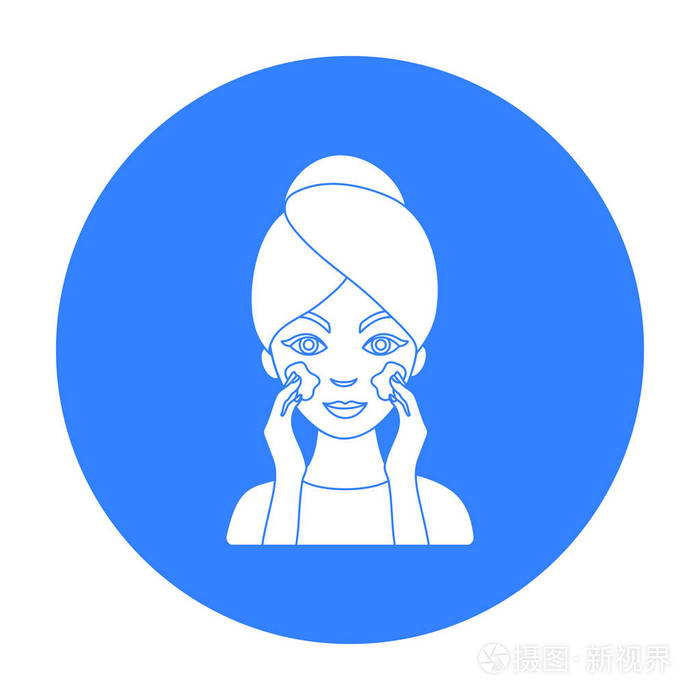 脸护理中孤立的白色背景上的黑色风格的图标.皮肤护理符号股票矢量图