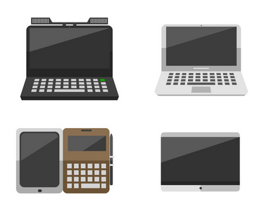 计算机笔记本电脑网络和平板技术矢量图