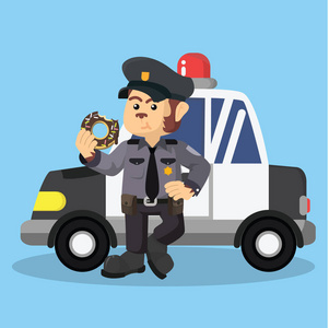 猴子警察吃甜甜圈盈方的车