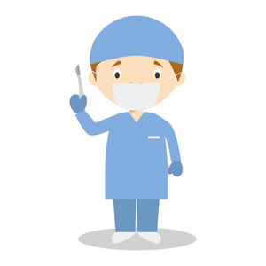 可爱的卡通矢量插画的一名外科医生照片