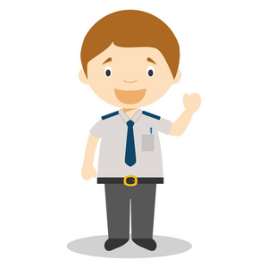 可爱的卡通矢量插画的公交车司机照片