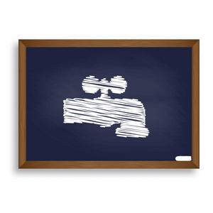 蓝色学校白色粉笔图标照片