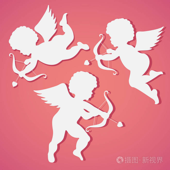 天使在明亮的背景上的剪影.剪纸艺术