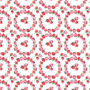 多汁的草莓圈模式水彩手绘