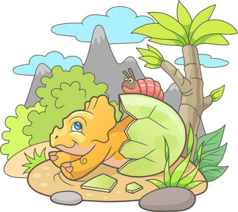 刚出生的可爱三角龙照片