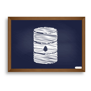 蓝色学校董事会与鲱鱼白色粉笔图标照片