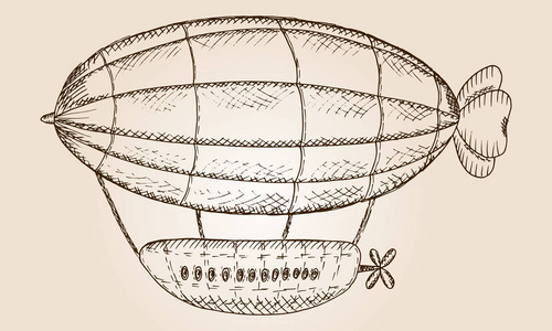 手画素描飞艇,矢量图照片