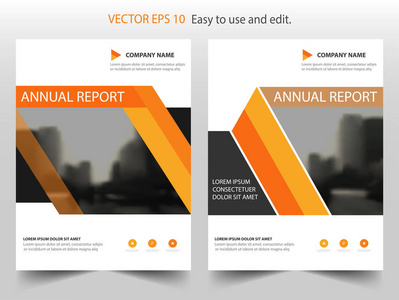 橙色三角形年报单张宣传册传单模板设计，书籍封面版式设计，抽象业务演示文稿模板，a4 尺寸设计