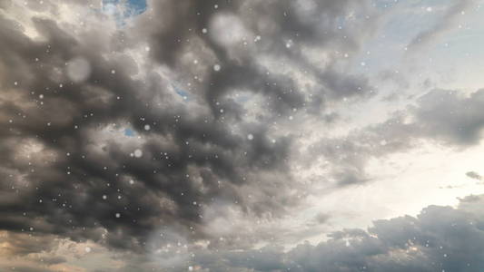 戏剧性的暴风雨天空背景与雪