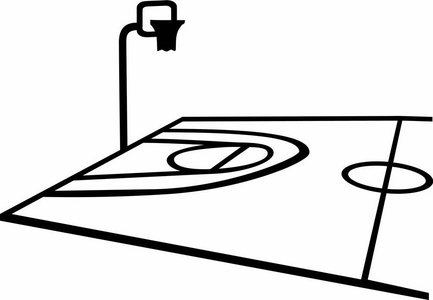 篮球场上白色背景的角度