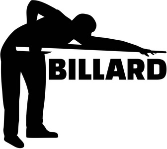 剪影池球员与台球德语单词照片