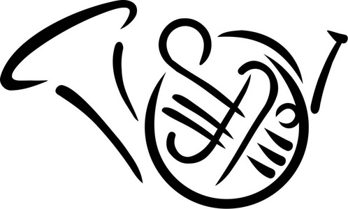 圆号圆矢量图标圆号扁线矢量图标卡通老虎玩圆号圆号手的素描画的风格