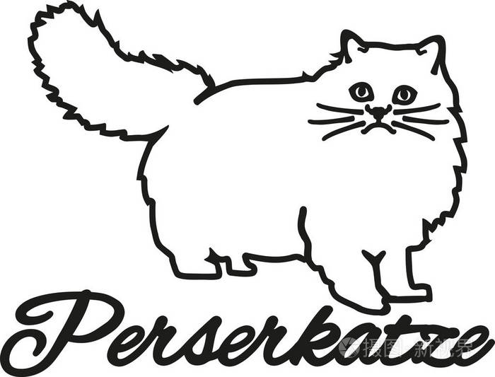 德国同名的波斯猫插画-正版商用图片0wx94v-摄图新视界