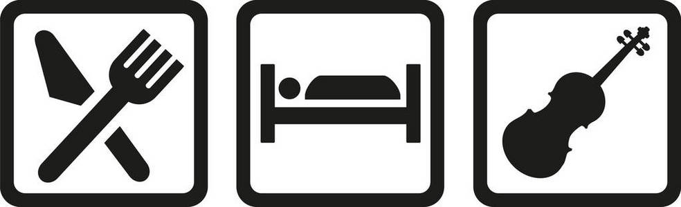 小提琴与吃睡眠图标