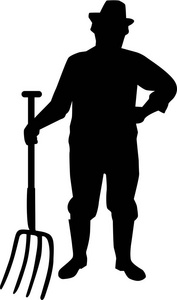 农民锄头剪影图片