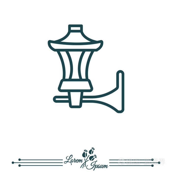 摄图新视界 插画 标志,符号 web 线图标的墙灯,壁灯架.eps