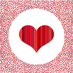 红色的心和周围的小心灵。与很多的心，在白色背景情人节背景
