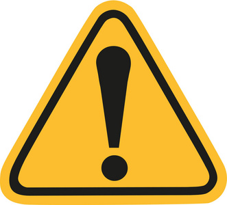 带有感叹号的黄色警告符号.照片