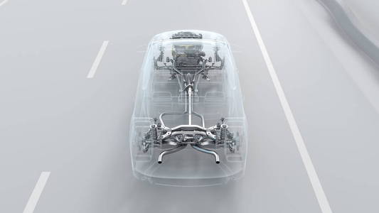 市汽车结构概述驾车顶视图时。3d 图
