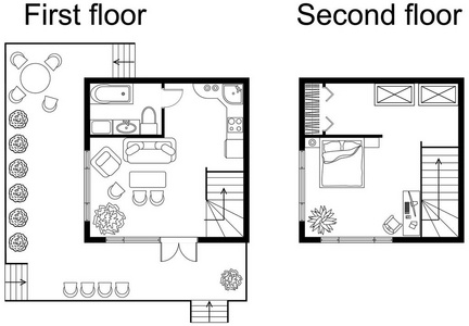 双层房子的建筑平面图