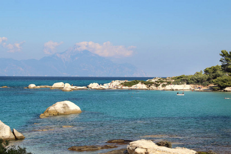 橙色海滩,chalkidiki,遮阳伞和希腊照片
