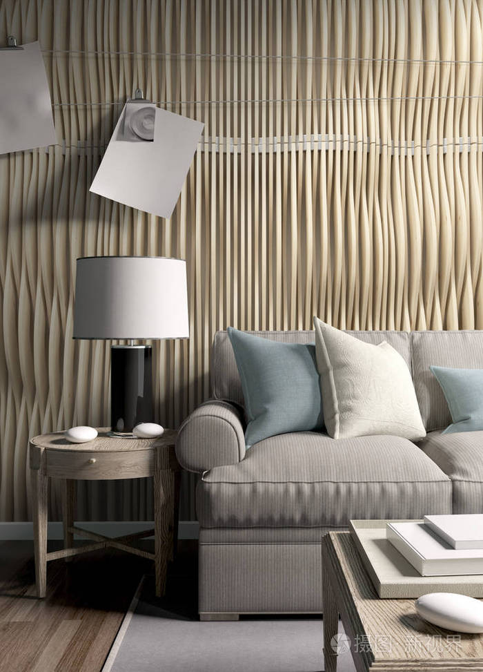 现代明亮的室内3d渲染