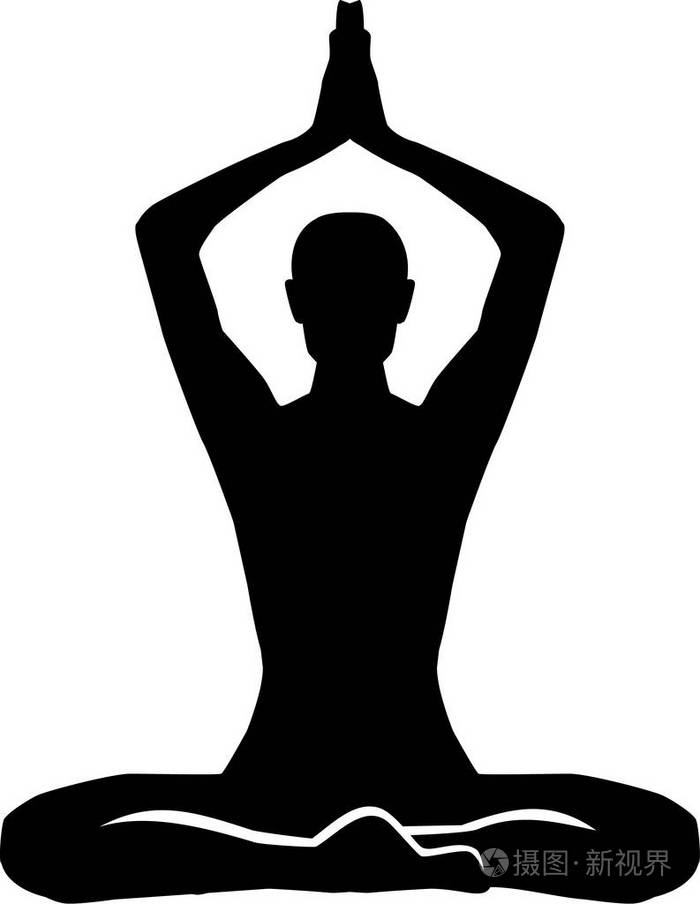 冥想的剪影矢量