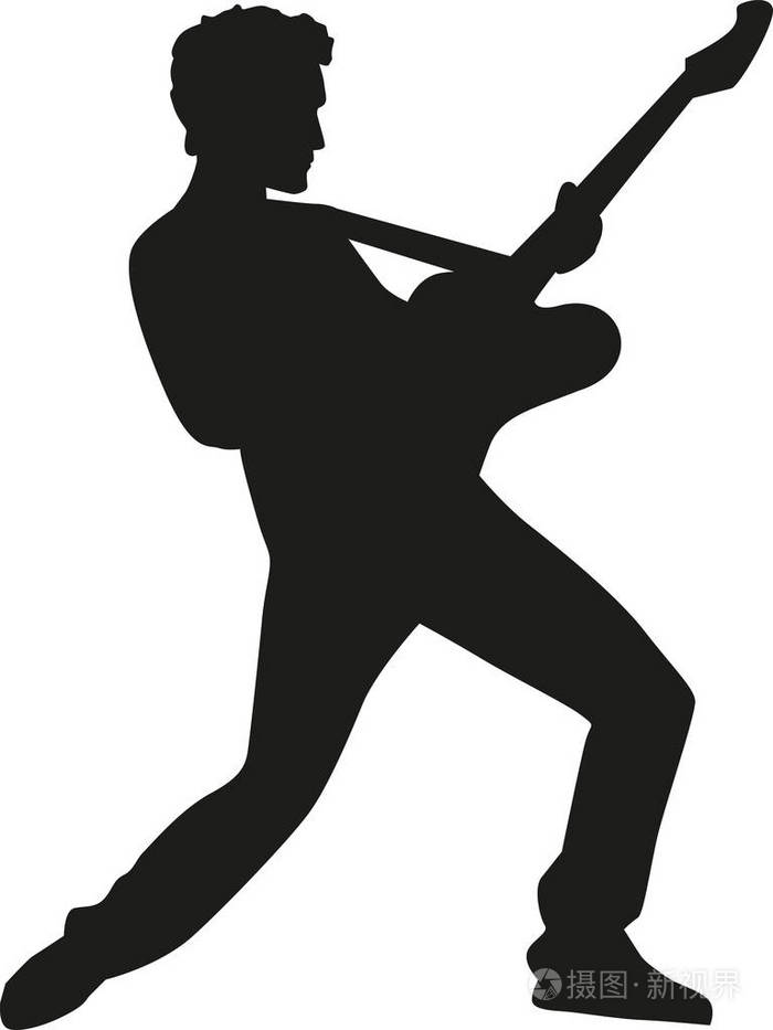 与电吉他摇滚明星剪影