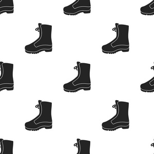 战斗靴中孤立的白色背景上的黑色风格的图标。狩猎模式股票矢量图
