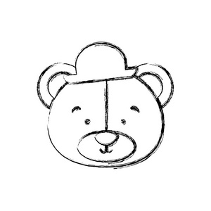单色轮廓明白与新郎熊的脸