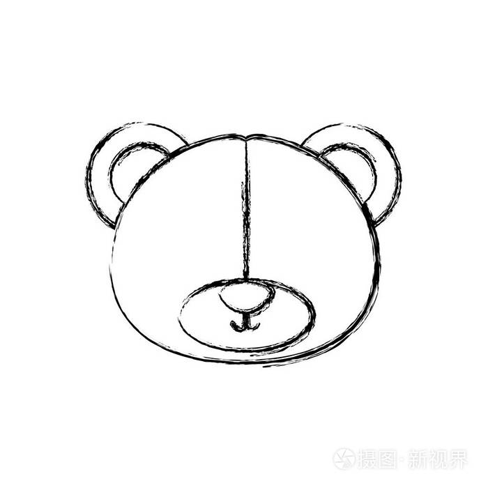 单色轮廓明白与新郎熊没有眼睛的脸插画-正版商用图片0wyj28-摄图新