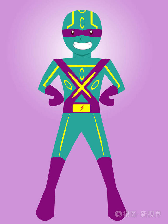 蒙面的超人构成的卡通人物.矢量图