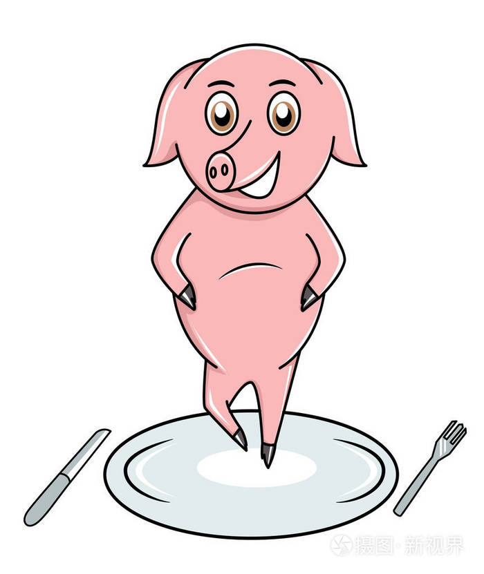 猪在板卡通上跳舞矢量图