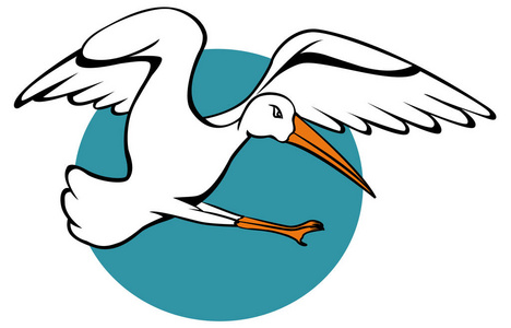 鹳飞卡通动物人物.矢量图照片