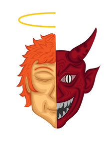面动漫天使和恶魔两侧面动漫特征照片