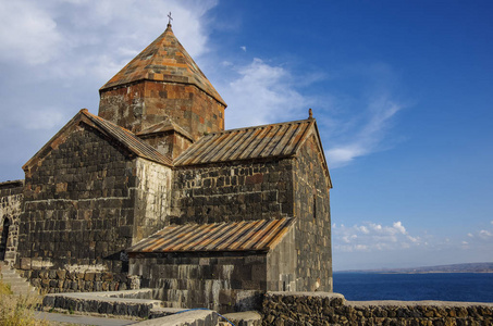 Sevanavank Sevan 修道院，位于湖畔 Sevan 在亚美尼亚 Gegharkunik 省修道院建筑综合体