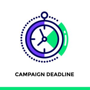 运动类启动图标线性运动截止日期图标启动业务.在大纲样式的象形图.