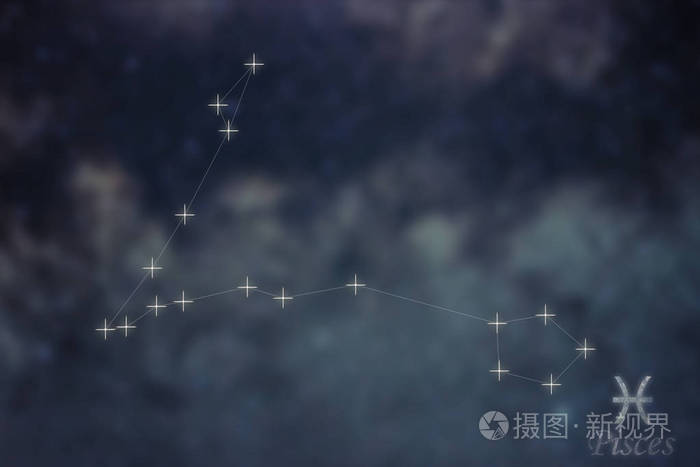 双鱼座的星座.黄道带标志双鱼星座线银河背景星座