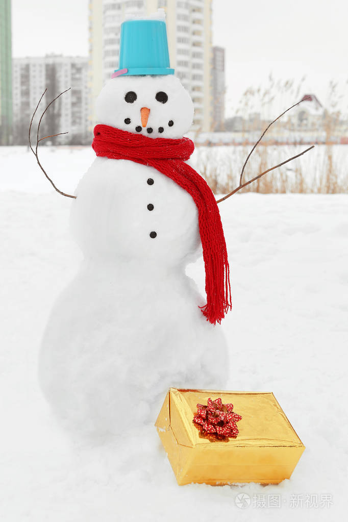 在冬季的搞笑雪人