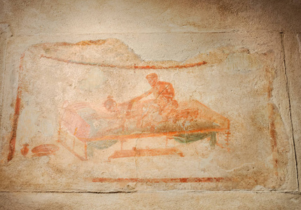 古罗马壁画在意大利庞贝古城遗址